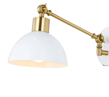 Lisa 18" Swing Arm Modern Midcentury Iron USB Charging Port LED Sconce - JONATHAN Y